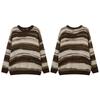 Unisex Oversized Crewneck Sweater Acrylic Blend Warm Streetwear Knit Top With Colorblock Stripes