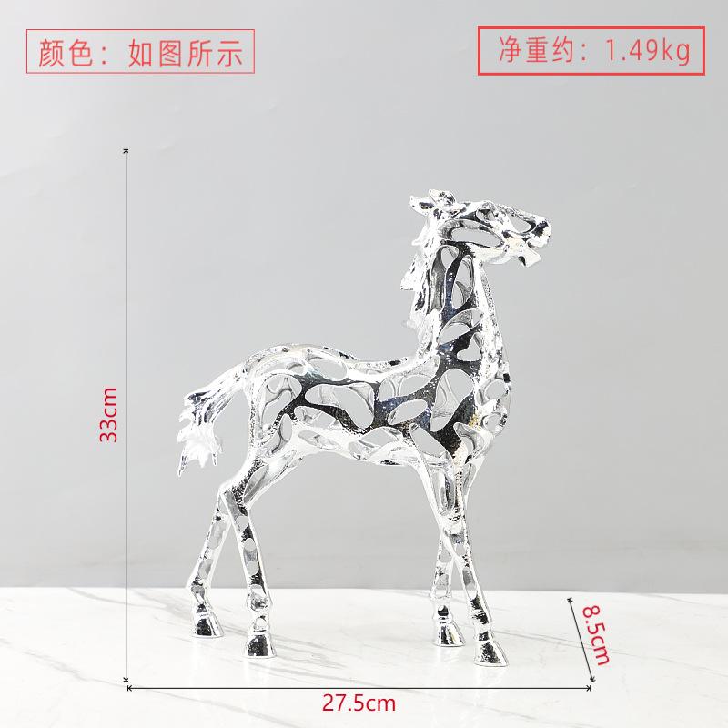Креативная металлическая скульптура лошади с гальваническим золотым покрытием, роскошная полая статуэтка животного-лошади с гальваническим покрытием, украшение для офиса и гостиной