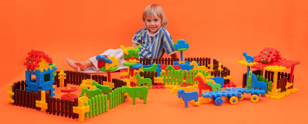 Marioinex Country Farm Large Waffle Blocks 240 Pcs Educational Cardboard Blocks