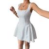 Summer Women's Polka Dot Print Mini Dress Fashion Square Collar Bohemia Bodycon Dress Sleeveless A-line Sexy White Tank Dresses