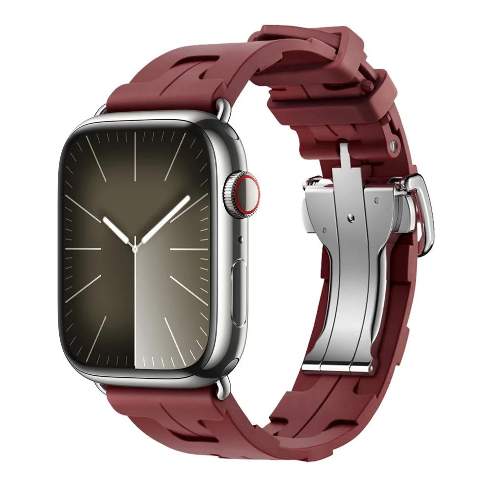 Con Logo Kilim Cinturino in Silicone a Giro Singolo Cinturino per Apple Watch 46mm 42mm Cinturino per Iwatch 11 10 9 8 Ultra3 49mm 45mm 38mm Cinturino per Orologio