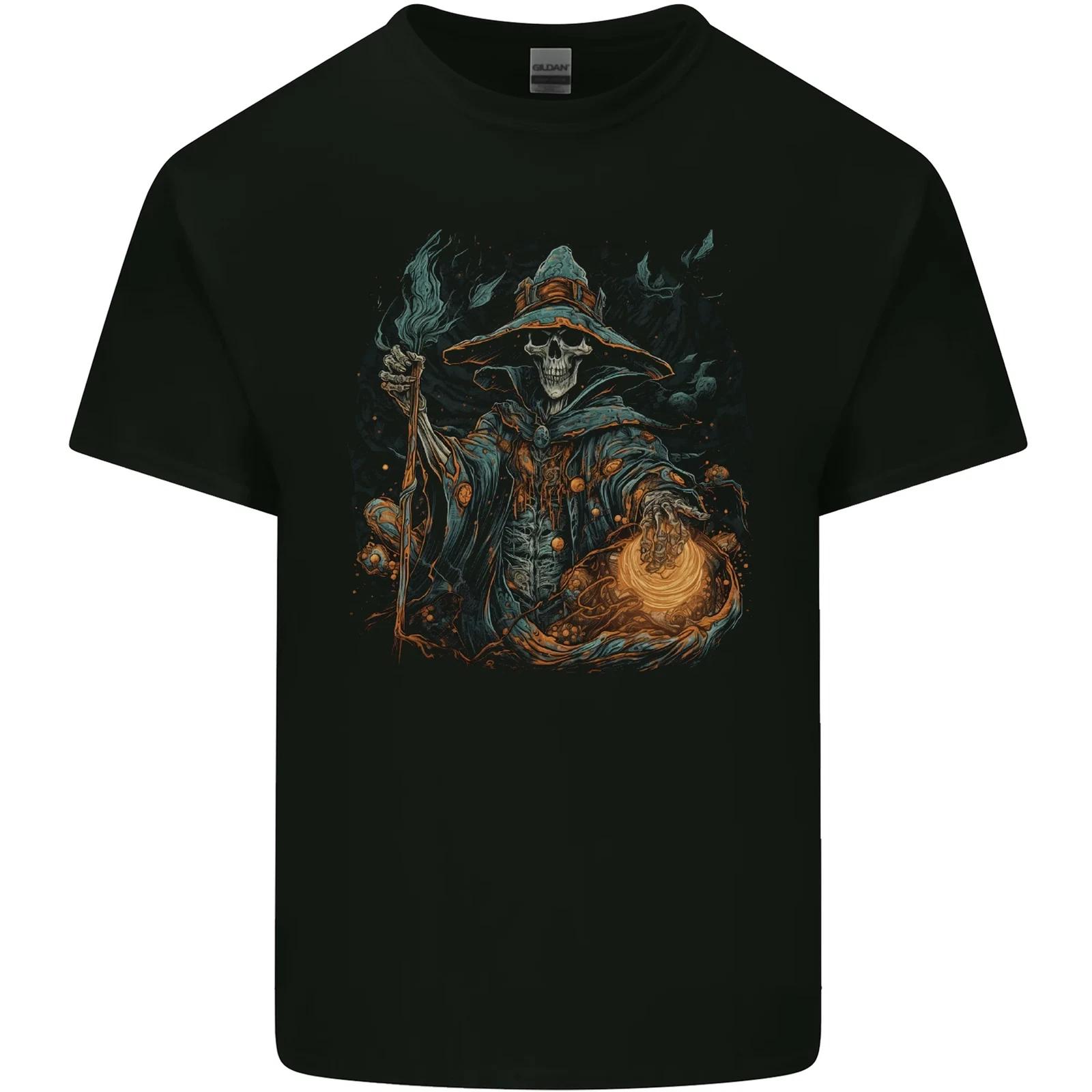 Witch Skull Sorcerer Skull Halloween Kids T-Shirt Childrens S