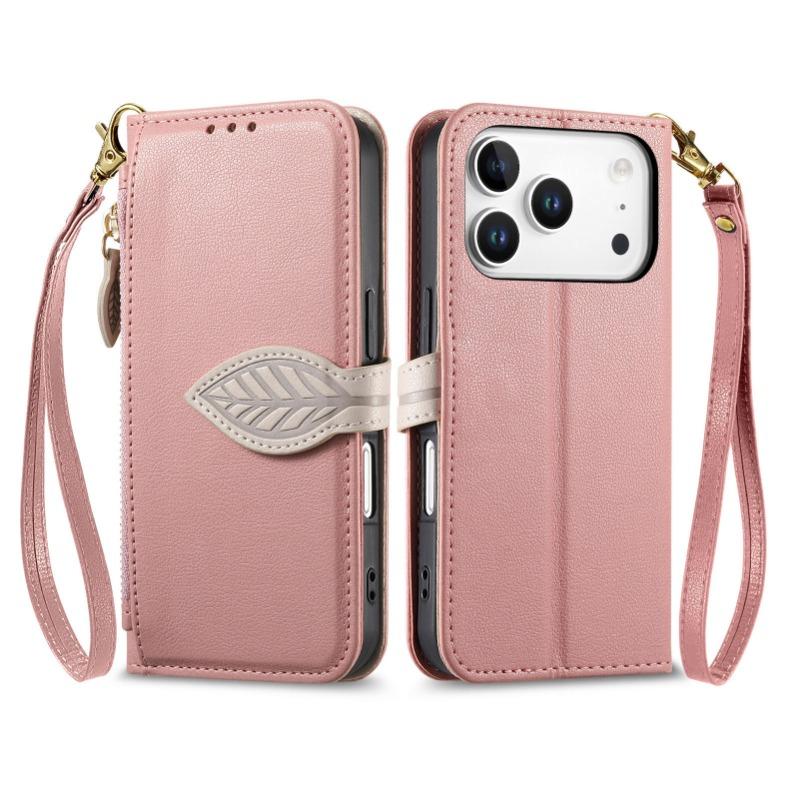 Flip-Ledertasche mit Riemen, Kartenfach, Ständer für iPhone-Serie