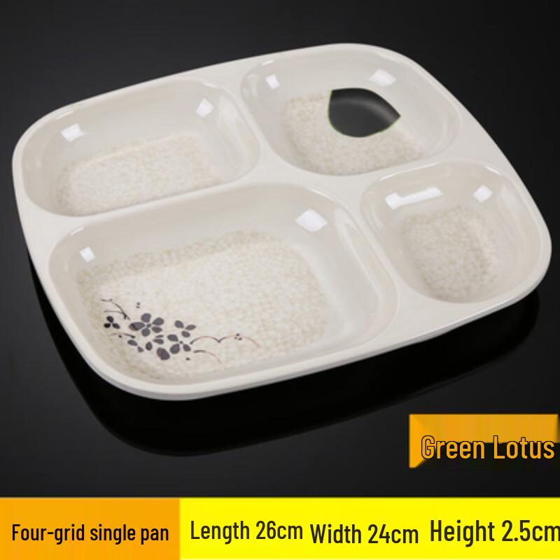 Sweet & Elegant Thickened Melamine 4-Compartment Square Meal Tray