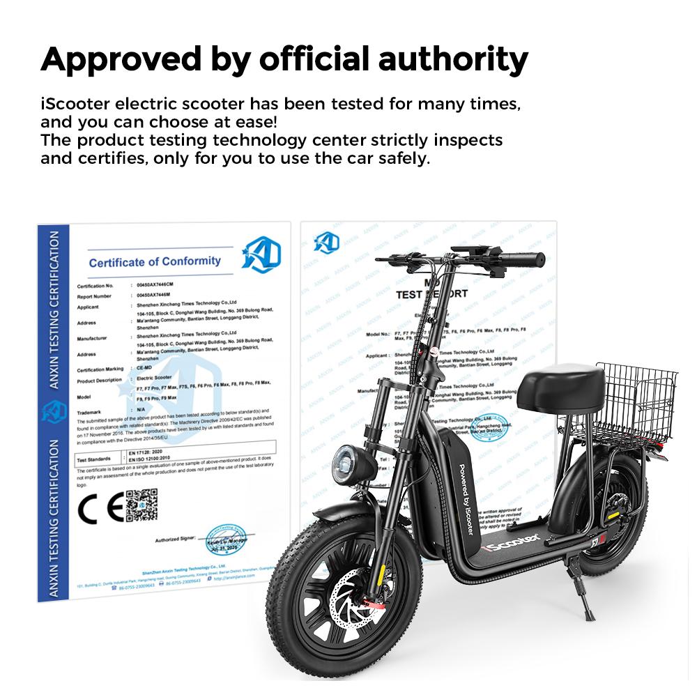 iScooter F7 1000W Electric Scooter With 16-inch Pneumatic Snow Tires, 48V/10.4Ah Battery, 45km/h Top Speed, And 64km Range