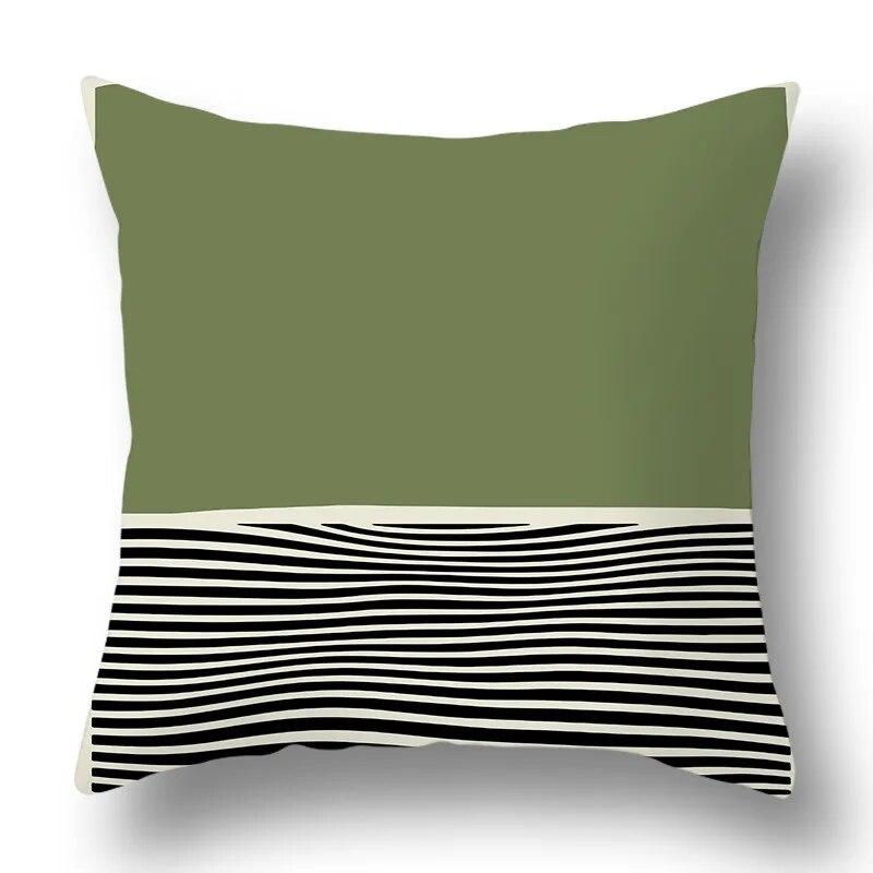 Green Plant Abstract Geometric Printing Pattern Home Living Room Sofa Decoration Square Polyester Throw Pillow Pillowcase