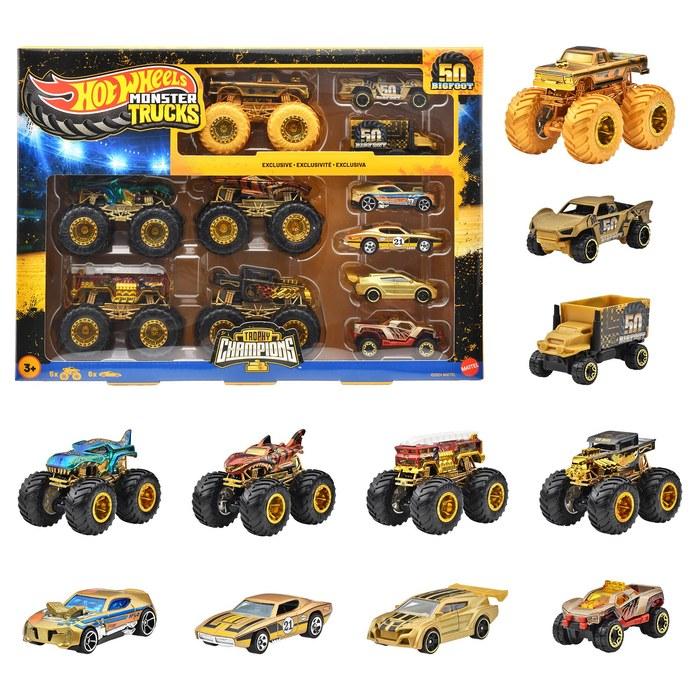 Hot Wheels Monster Trucks Bigfoot Trophy Champion Collection Set - 11 Vehicle Pack - 1/64 Scale