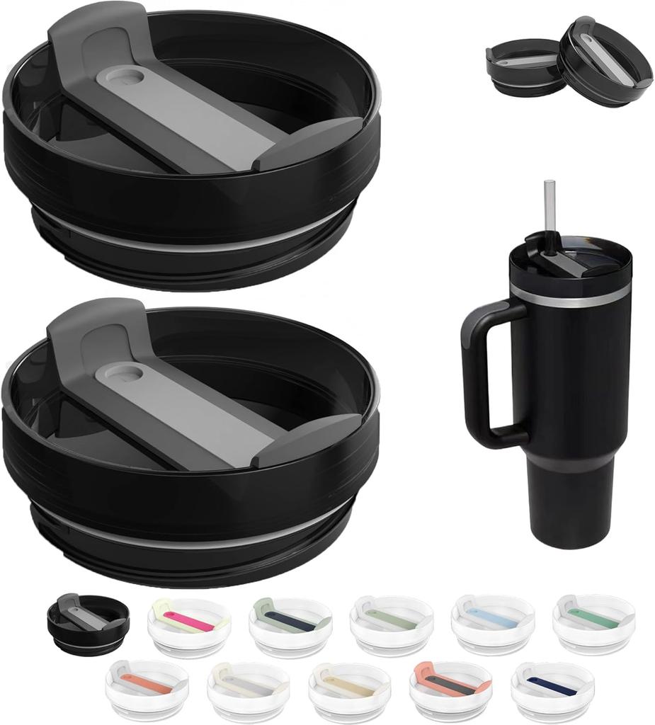 40-Ounce Spill- and Splash-Proof Insulated Cup Lid Black 2PCS