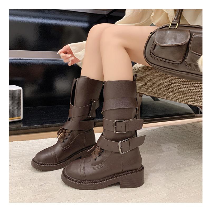 

New Style Fashion Western Cowboy Boots Women s High Tube Motorcycle Boots Women s Block Heel Fashion Rider Boots Mujer 40