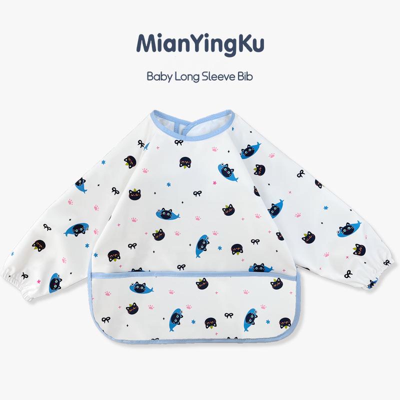 Waterproof Long Sleeve Baby Bib - Oil-Proof, Cotton Coverall for All Seasons.