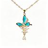Sweet Temperament Butterfly Pendant Clavicle Necklace - Micro-inlaid Color Drip Oil, New Fashion for Women
