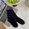 Multi-Color Solid Women's Knee-High Socks Cotton Double-Needle Sweat-Absorbent Socks