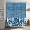 Blue Bath Mat Shower Curtain with White Floral Design for Bathroom Decor Non-Slip Rug for Bathtub Area Size: 72 x 84 Inches