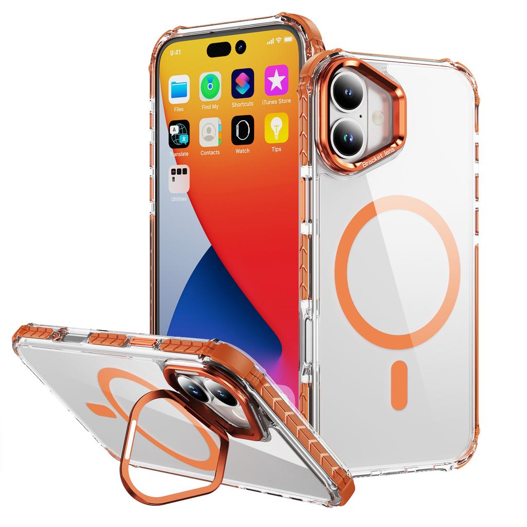 For iPhone 17 Clear Phone Case with Lens Kickstand Cover Compatible with MagSafe