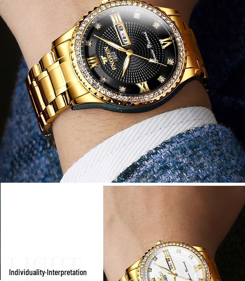 Influencer Brand Men's Tycoon Gold Luminous Waterproof Steel Watch