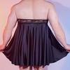 Sexy Men Lace Halter Backless Dresses High Elastic Slip A-Line Pleated Mini Micro Dresses Thin Sheer Oil Glossy Shiny Maid Dress