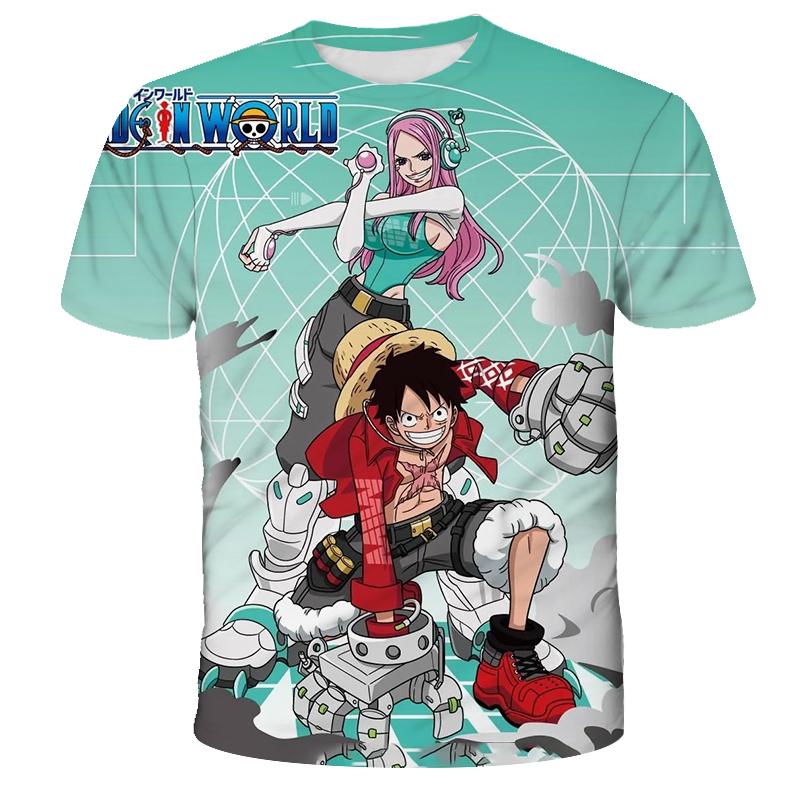 T-shirt da Uomo Anime One Piece 2025 Cartone Animato Manica Corta Cosplay Luffy Top di Gamma Larga e Traspirante Abbigliamento da Uomo Nero