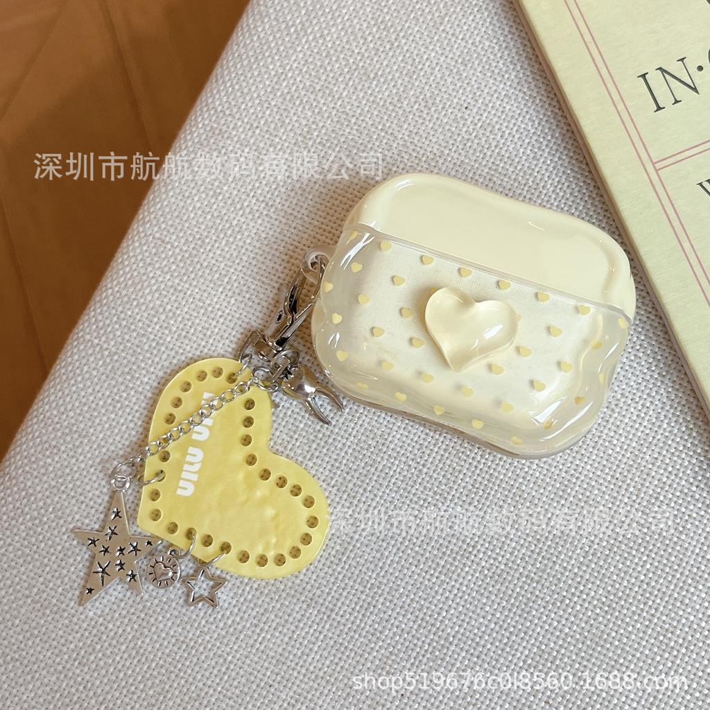 Milk yellow milk green polka dot three-dimensional love is suitable for AirPods1 protective case, new Pro1 Apple earphone case pro1.