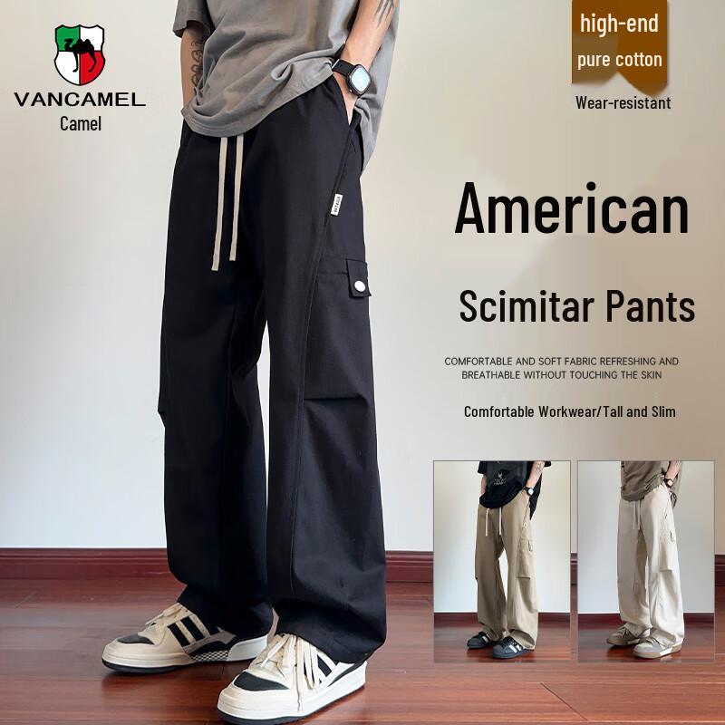 VANCAMEL Men s Autumn Winter American Straight-Leg Cargo Pants 3XL
