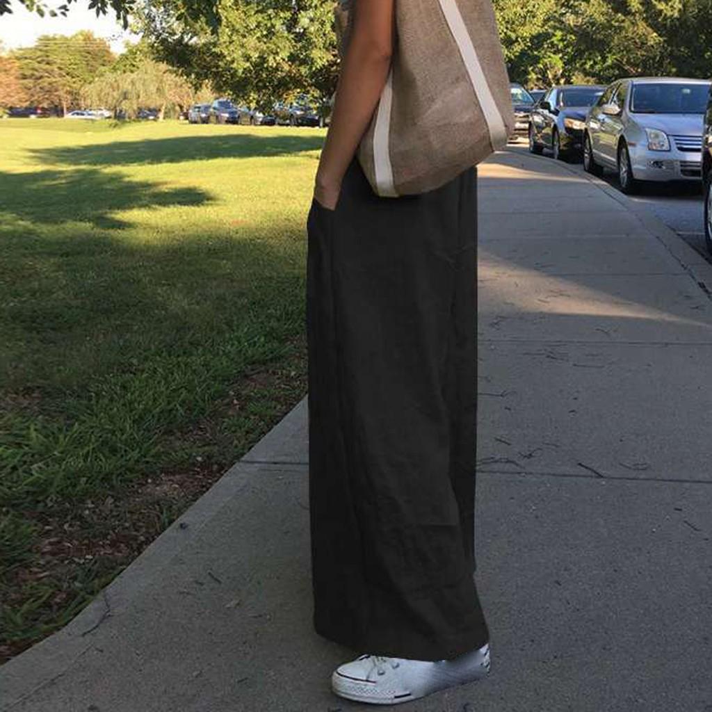 Women Casual Ankle-Length Pants Loose Hot Pants Cotton And Linen Long Trousers