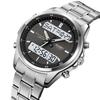 Skmei Mens Quartz Analog Bracelet Watches Luxury Stainless Steel Strap Led Waterproof Digital Sports Three Time Zone Alarm Clock
