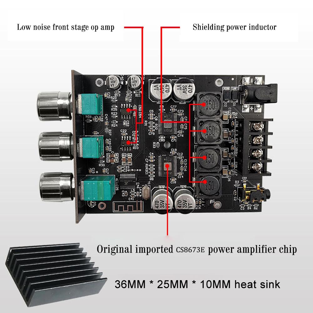 ZK-1002T Bluetooth-Compatible Amplifier HIFI 2.0 Channel 100Wx2 Audio Amplifier Stereo Speaker Board Bass and Treble Subwoofer