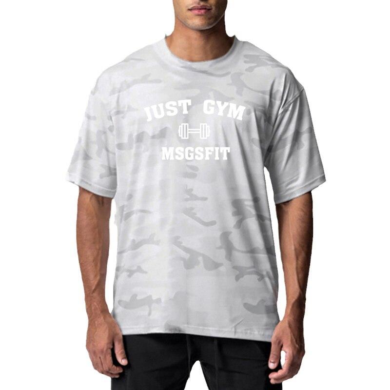 

Виконуйте роботу Велика чоловіча футболка з опущеними плечима, бодібілдинг, фітнес, тренажерний зал, спорт, літня сітчаста вільна швидковисихаюча баскетбольна камуфляжна футболка XXL білий