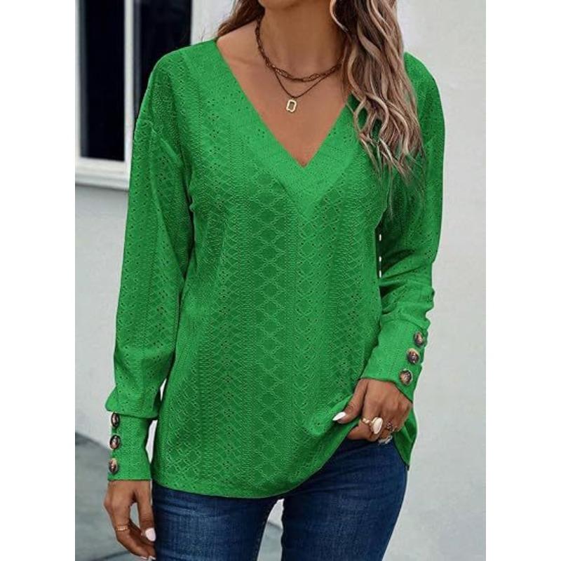 JPNTKY Women's Fashion Casual V-Neck Long Sleeve Blouses & Shirts