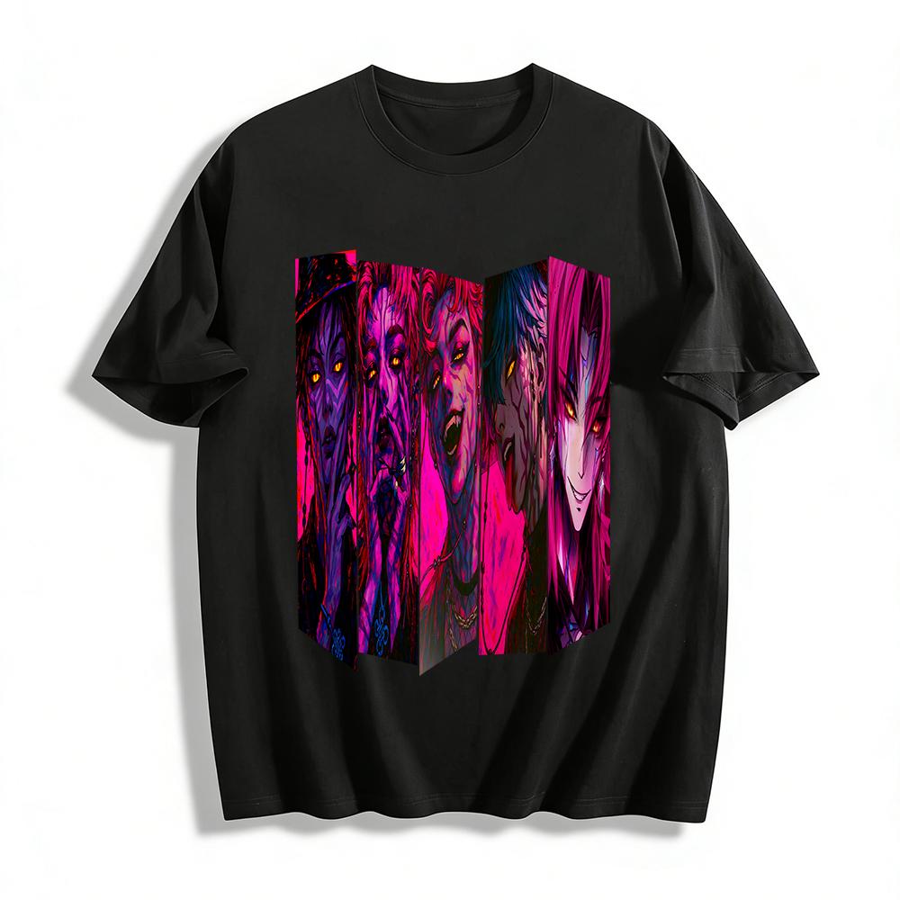 

Gothic Eerie Character Print Long Sleeve T-shirt Edgy Subculture Streetwear Unisex Trendy Top Pure cotton T-shirt XXS