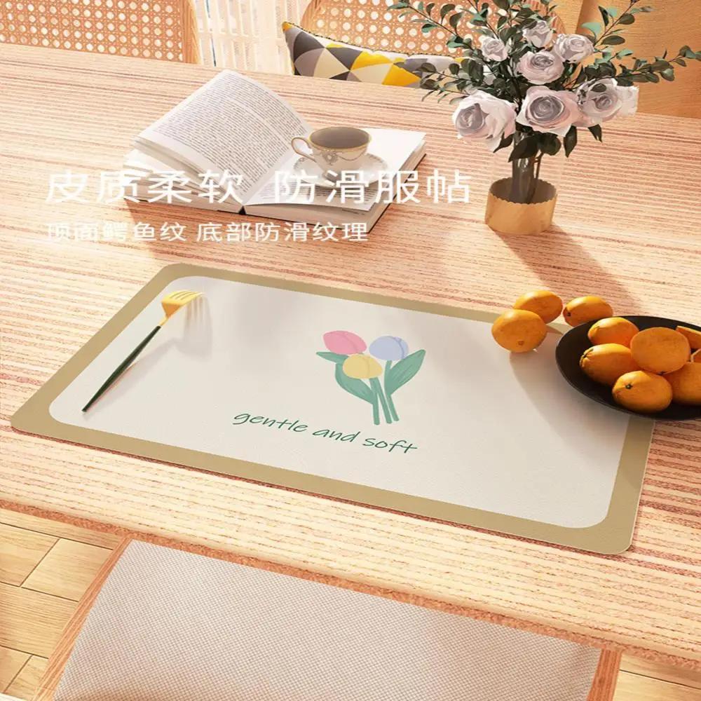 Modern Minimalist Silicone Leather Placemat Waterproof Oil-Resistant Heat-Resistant Easy Clean Luxury Table Mat Dining Kitchen