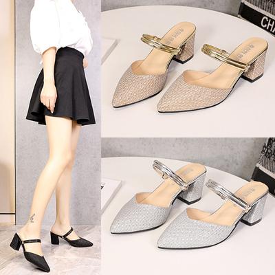 New Style Thick Heel Sandals for Women, Popular Online, Pointy Toe Versatile Women's Shoes