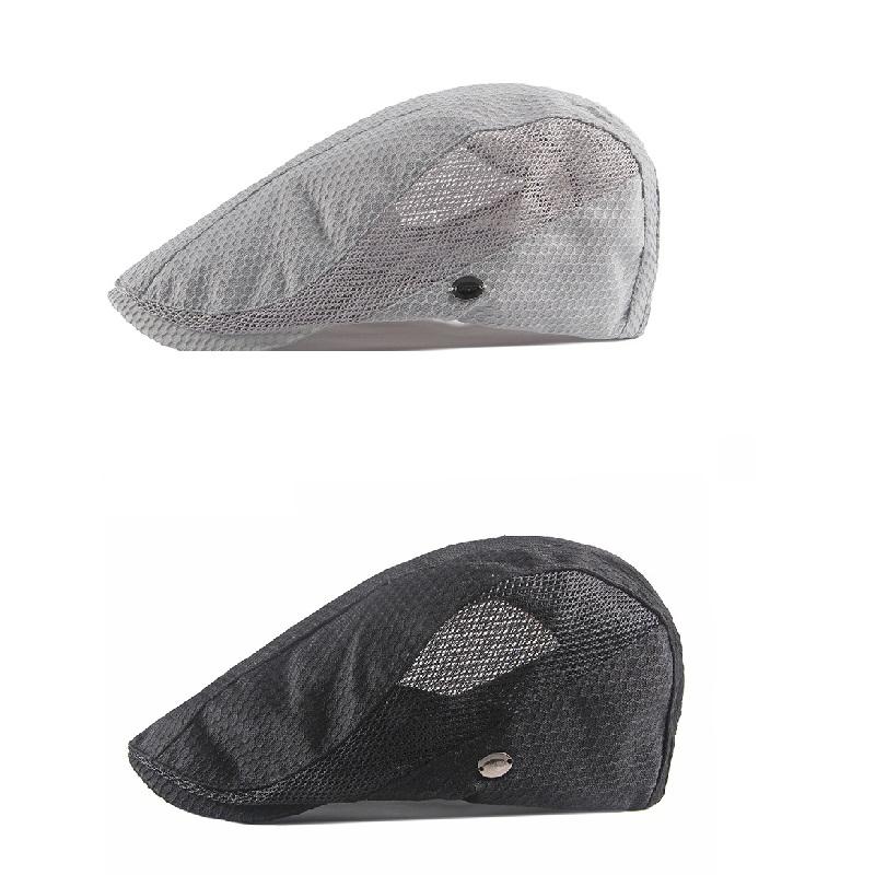 Men Women Breathable Mesh Summer Hat Newsboy Beret Ivy Cap Cabbie Flat Cap Adjustable Vintage Style