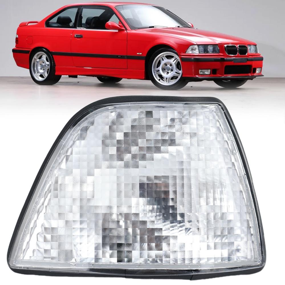 Corner Light For for BMW E36 318i 318ti 320i 325i 328i M3 4DOOR Sedan/Hatchback 1991-1999 White shell headlight side light