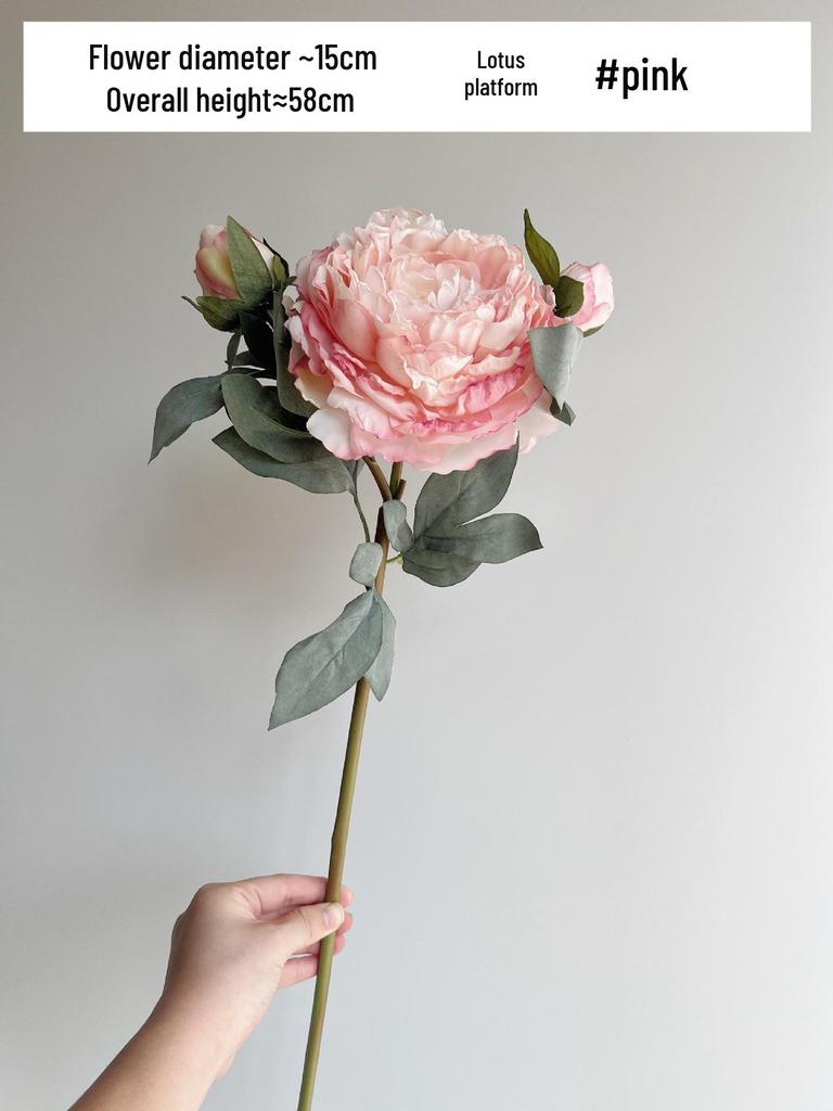 High-Quality Burnt Edge Silk Peony - Artificial Flower for Home Decor & Photography