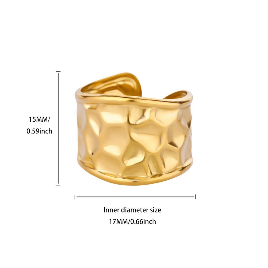Popular New Irregular Geometric Hollow Stainless Steel Gold-plated Personalized Opening Women's Ring