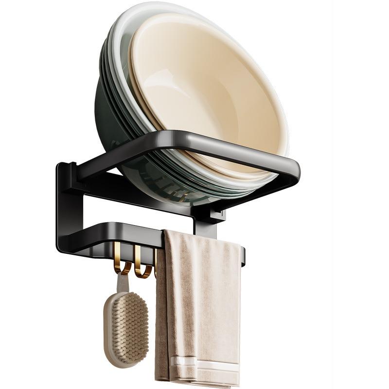 Household bathroom non-punching washbasin hook space aluminum wall-mounted kitchen cutting board storage rack bathroom washbasin rack