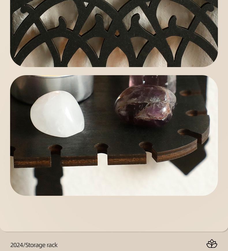 Bohemian Gothic Black Wooden Wall-Mounted Shelf for Bedroom Decor