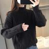Women's High-Neck Cable Knit Sweater, 2021 Loose Fit Korean Style for Autumn and Winter