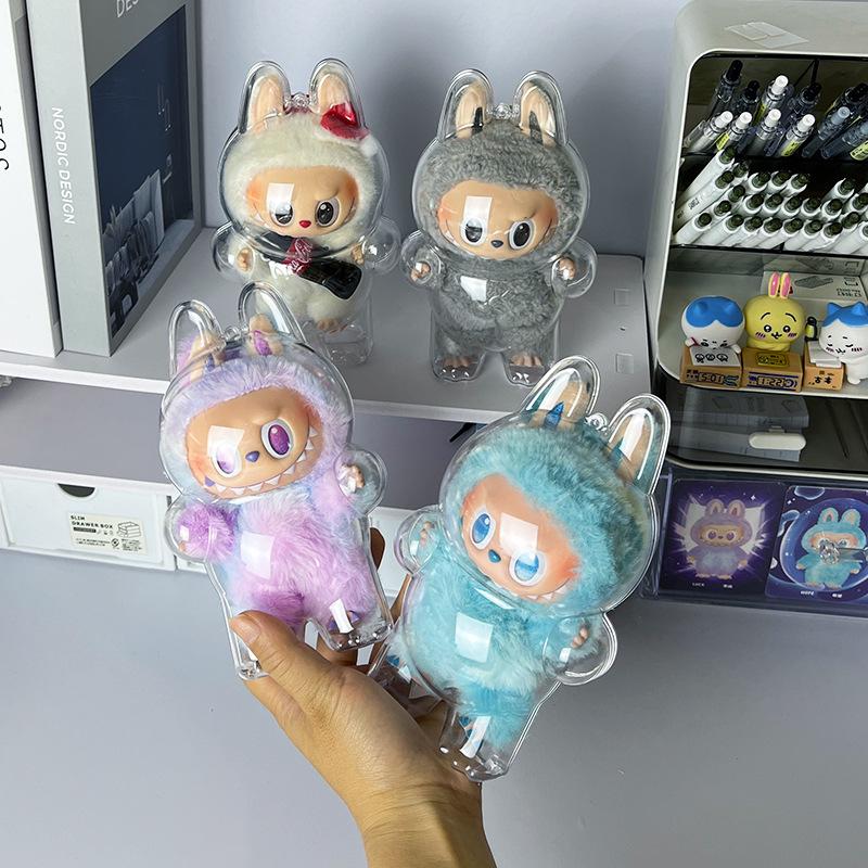 Labubu High-Energy Acrylic Protective Case & Baby Stroller Bag Charm Display Box - Transparent & Dustproof.