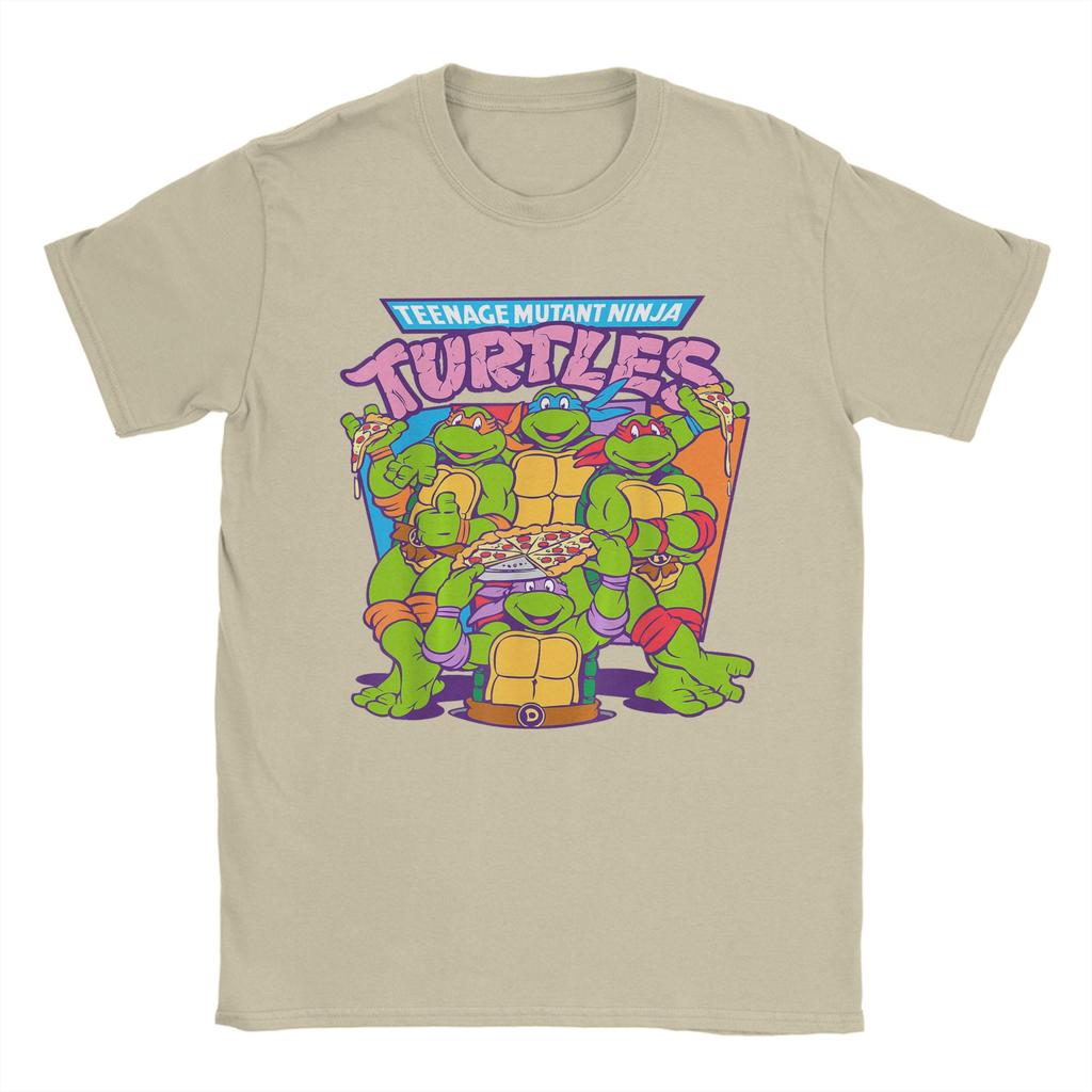 Men TShirts Ninja Turtles Pizza Smiles Novelty 100 Cotton Tee Shirt Short Sleeve T Shirt O Neck Clothes Graphic Printed