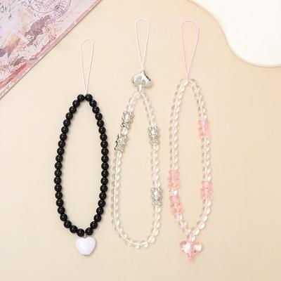Crystal Beaded Bear Phone Chain DIY Phone Case Hanging Rope Love Pendant