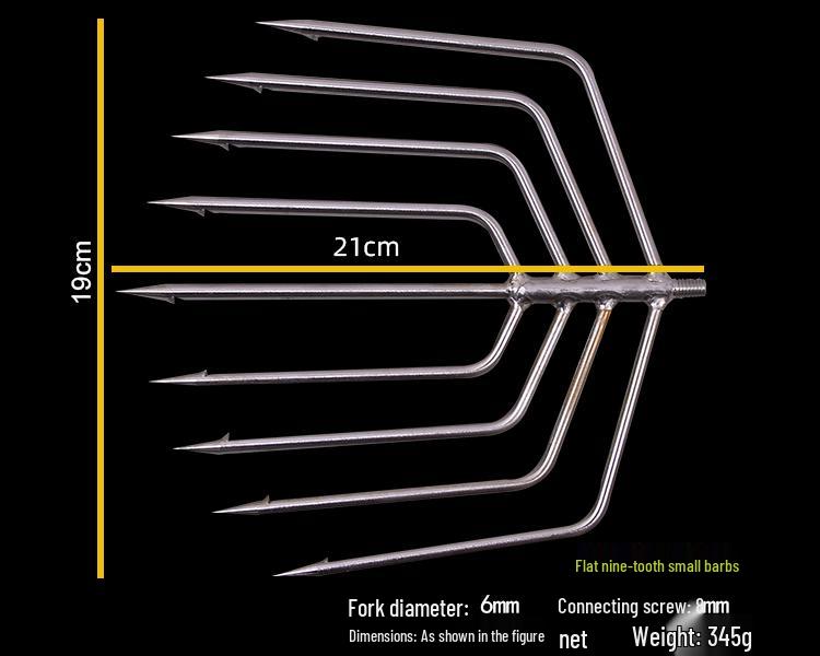 Stainless Steel Multi-functional Barbed Fish Spear Head - Handmade Flat Fork Lantern Design