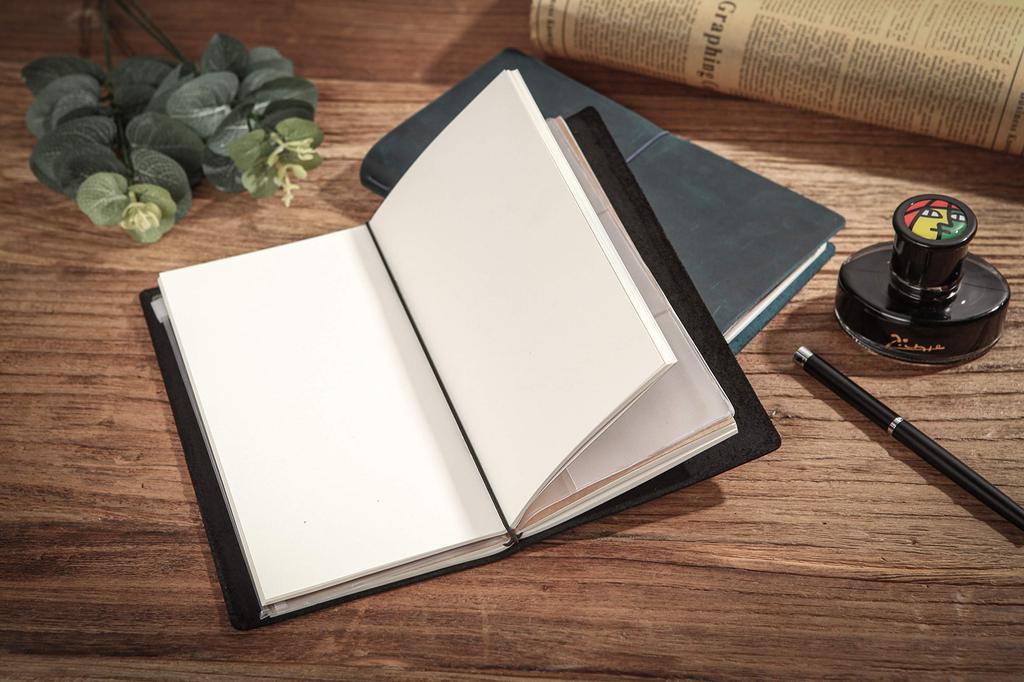 Collasaro Genuine Leather Notebook, Planner, Diary, Regular Size (Black)