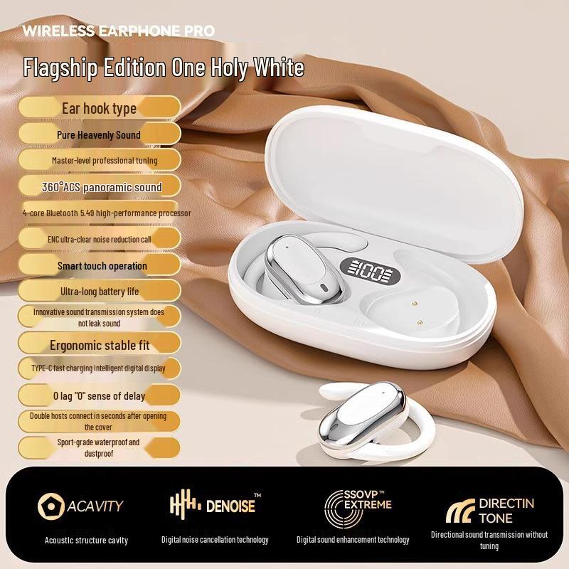 Bluetooth Bone Conduction Sports Headset - Wireless, In-Ear, Noise-Cancelling, Long Battery Life