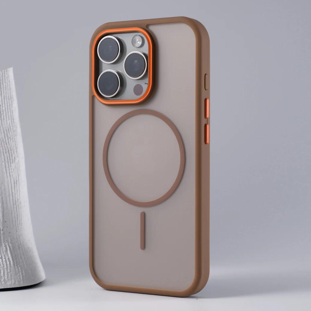 

Luxury Simple for Magsafe Phone Case for iPhone 16 15 14 Plus 13 12 11 Pro Max Matte Hit Color Wireless Charge Hard Bumper Cover For iphone 11Promax золотой