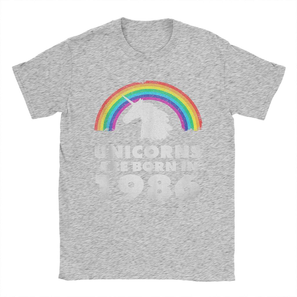 Unicorns 1986 40th Birthday 40 Years Old Men T Shirt  Novelty Tees Short Sleeve Crew Neck TShirt Pure Cotton Plus Size Clothing
