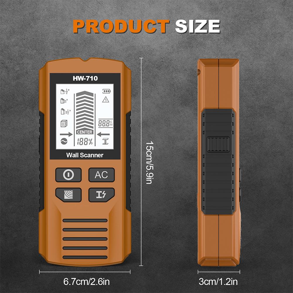 W-710 Handheld Wall Metal Detector Accurate Stud Finder Wood AC Wire Metal Pipes Depth Wall Scanner Metal Finder for Decoration