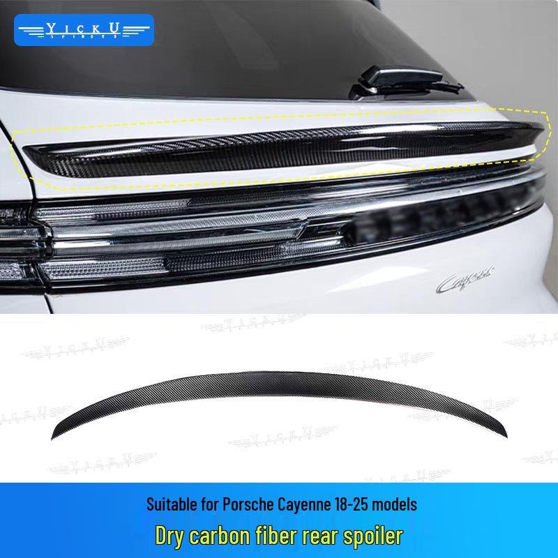 Carbon Fiber Rear Diffuser & Roof Spoiler for Porsche Cayenne (2018-2025) - Techart Style
