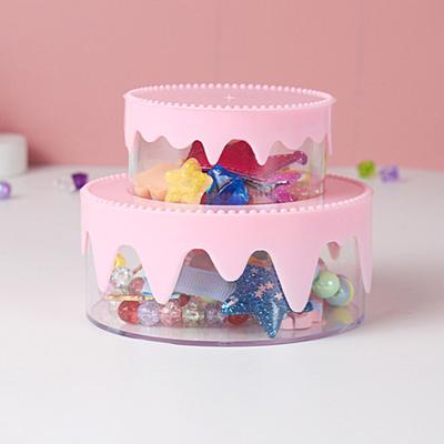 2 Teile/satz Lagerung Boxen Kuchen Form Doppel Schichten DIY Transparent Runde Lagerung Glatte Kante Haarnadel Kleinigkeiten Lagerung Fällen Haushalts Sachen