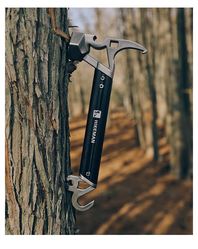 Multi-functional Outdoor Camping Hammer: Tent Peg Hammer, Nail Puller, Bottle Opener, Survival Tool.